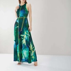 Coast 6 tropic resort wear vacation travel tropical green blue floral maxi dress